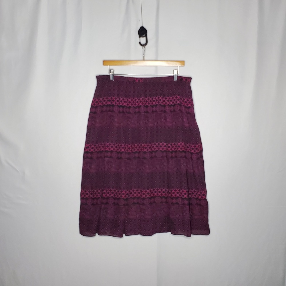 Vintage Paisley Pleated Skirt 16 Black Fuschia Pink Whimsygoth Romantic Fairy